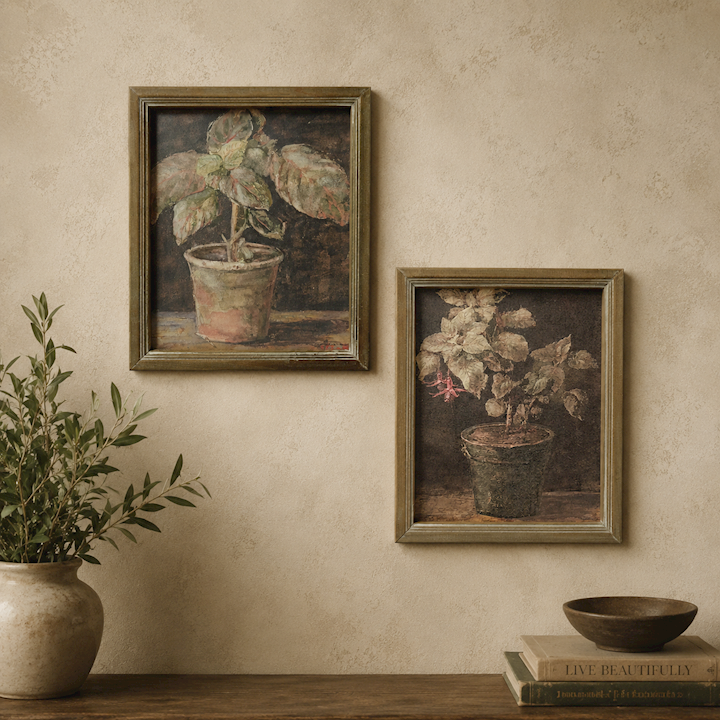 POTTED PLANT FRAMED PICTURE 25x30cm